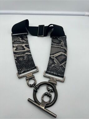 SUZI ROHER Canada Black Snakeskin Embossed Leather Adjustable Waist Belt sz S